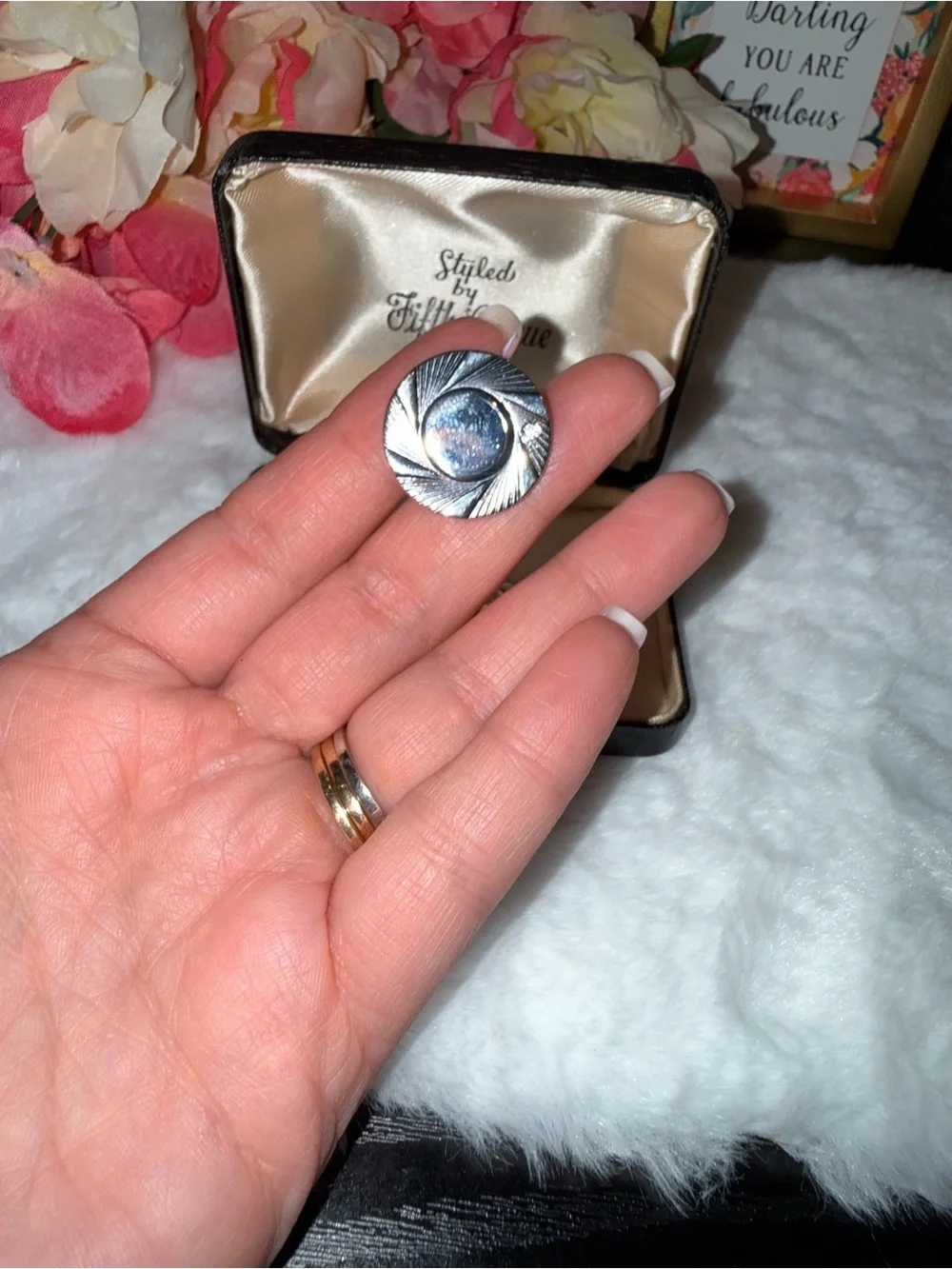 Vintage Fifth Avenue Silver Tone Cufflinks Tie Clip Set w/ Original Box